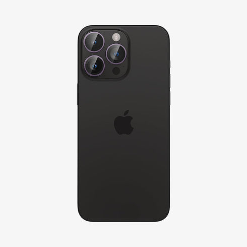 AGL07163 - iPhone 15 Pro / 15 Pro Max Optik Pro Lens Protector in natural titanium showing the device